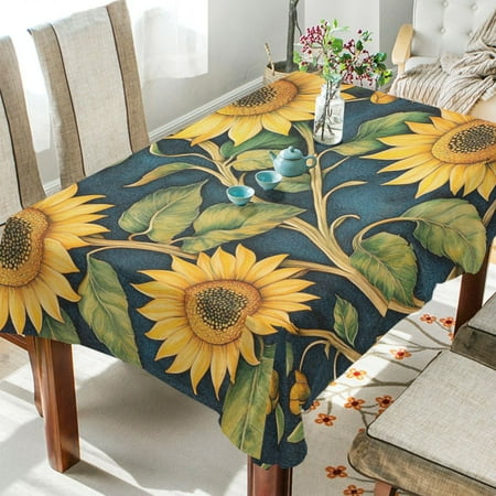 

WOBOGO Sunflowers Square Tablecloth 54×72in Polyester Fabric Tablecloth Washable Dust Resistant Wrinkle Resistant
