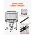 thumbnail image 6 of KFFKFF Rolling Round Utility Cart with 360° Swivel Wheels, 60 lbs Load Capacity, Durable Carbon Steel Basket for Laundry, Shopping, Camping, and Travel, 6 of 9