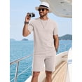 thumbnail image 3 of COOFANDY Men' 2 Pieces Outfits Vacation Casual Shirt and Pants Set Cotton Summer Cruise Matching Sets Texture Track Suits, 3 of 6
