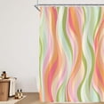 thumbnail image 2 of Colorful Abstract Rainbow Geometric Striped Shower Curtain for Bathroom 72W*72H Inch Cute Minimalist Retro Funky Bathtub Decor Groovy Aesthetic Waterproof Polyester Fabric Set with 12 Hooks, 2 of 6