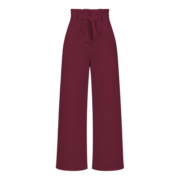 Pantalones de traje de mujer para el lugar de trabajo de moda Pantalones casuales de pierna ancha que combinan con todo con cinturón Pantalones elegantes para el viaje diario para el verano
