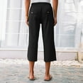 thumbnail image 5 of 2025 Women's Cotton-Linen Capri Pants - High-Waisted Wide Leg Palazzo Trousers with Drawstring & Pockets (Loose Fit & Breathable for Summer), 5 of 6