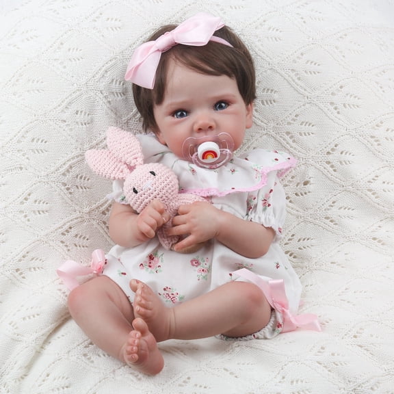 20 inch Reborn Baby Dolls, Baby Girl Doll with Soft Cloth Body, Blue Eyes and Accessories for Kids Age 3