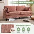 thumbnail image 6 of Aukfa 69" Vintage Small Sofa Loveseat Couch with LED light&USB Port for Living room, 2 Pillows, Chenille, Pink, 6 of 9