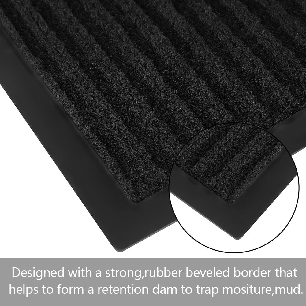 ANMINY Front Doormat Entrance Shoe Mat Waterproof PVC Non Slip Rug Welcome Mat Outdoor Indoor, 24"x35", Black