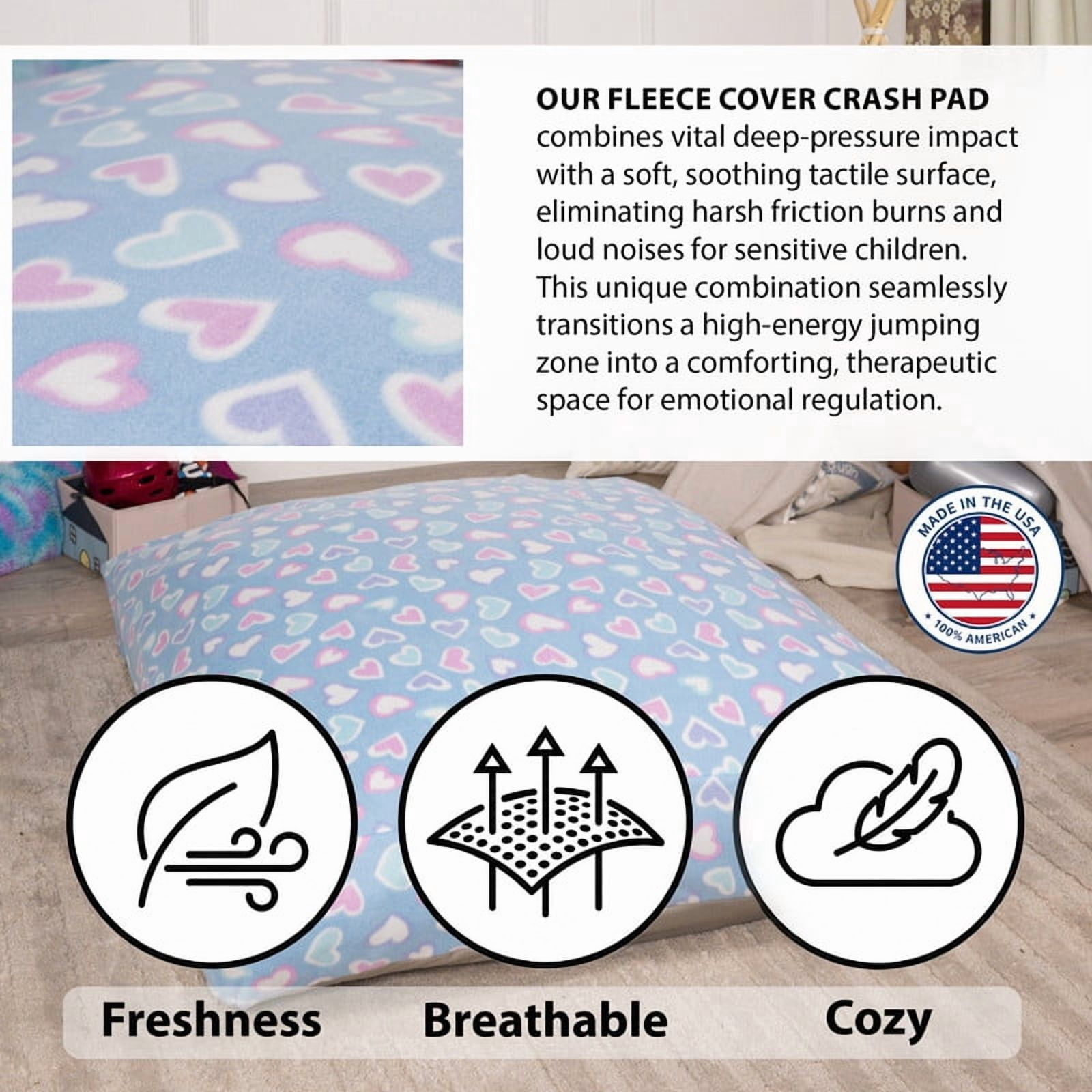Sensory Crash Pad for Kids & Adults,Soft Landing Crash Mat with Foam Blocks,Removable and Washable Cover,Non-Slip Bottom for Jumping, Relaxing & Play,36" x 36"