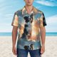 thumbnail image 2 of Fotbe Cloud Border Collie Camisa Hawaiana para Hombre Unisex – Camisa Casual de Verano con Botones de Manga Corta de Algodón y Lino,Medium, 2 of 7