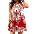 thumbnail image 4 of SMihono Robe Bohème d'Été pour Femmes Grande Taille Femmes Décontractée Col Rond Sans Manches Robe d'Été Imprimée Longueur Genou pour la Plage, 4 of 6