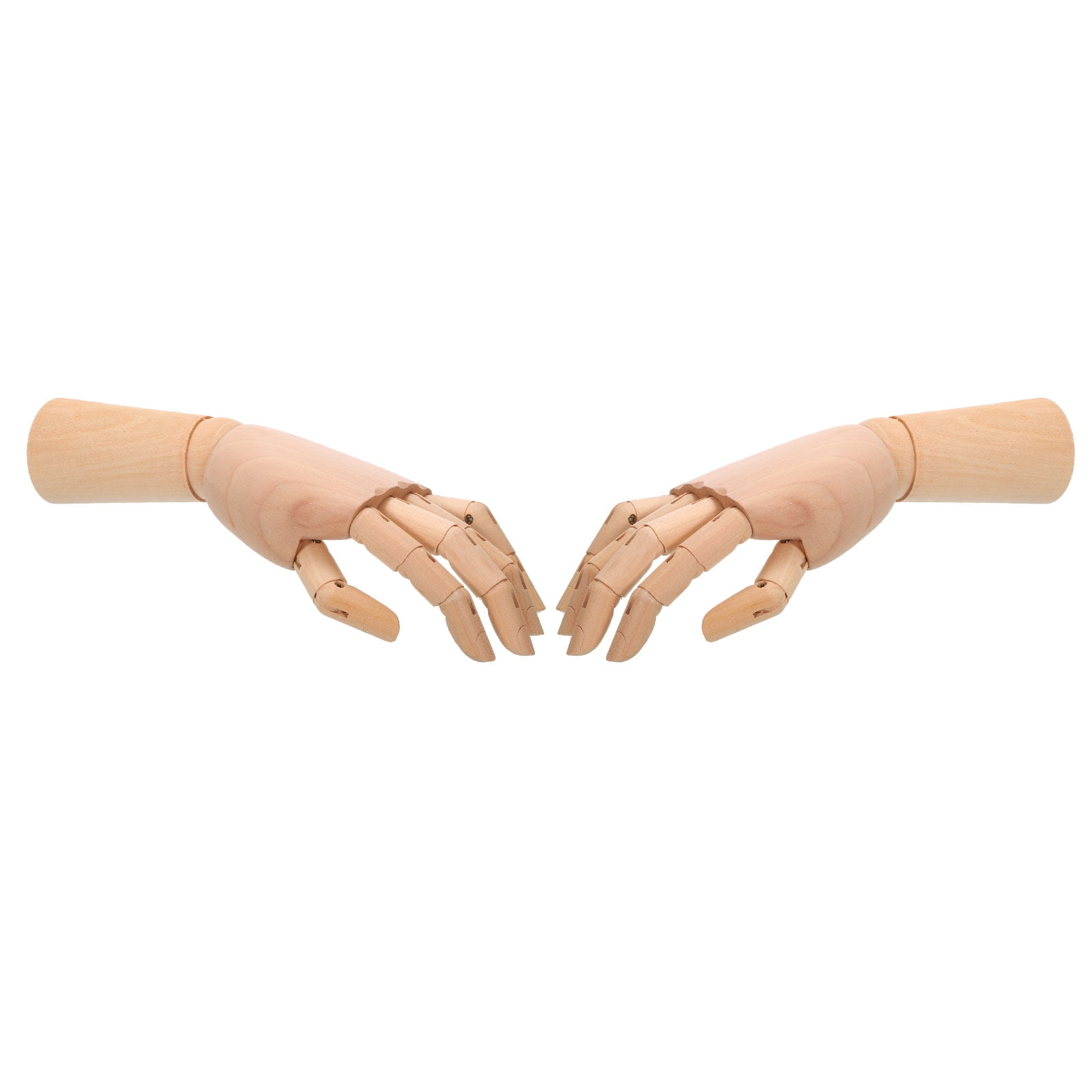 Uxcell 12" Wooden Hand Model, Artist Mannequin Right and Left Hand Model Flexible Movable Manikin Jointed Figure 2Pack