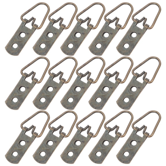 HONMEET 15Pcs Heavy Duty D Ring Picture Hangers with Screws Brass Double Hole Frame Hooks for Secure Wall Mounting