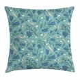 thumbnail image 1 of Seafoam Throw Pillow Cushion Cover, Hand Drawn Aquarelle with Floral Motifs Leaves Stalks Bell Flowers, Decorative Square Accent Pillow Case, 24 X 24 Inches, Seafoam Night Blue Ivory, by Ambesonne, 1 of 2