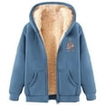thumbnail image 2 of Homenesgenics Women's Winter Plus Size Printed Fleece Hooded Winter Sweatshirt Jacket Zip-up Full-zip Plush Blue L, 2 of 4