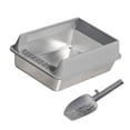thumbnail image 3 of Low Entry Stainless Steel Cats Litter Box Half Enclosed Structure Air Circulations Odor Control Litter Container for, 3 of 8