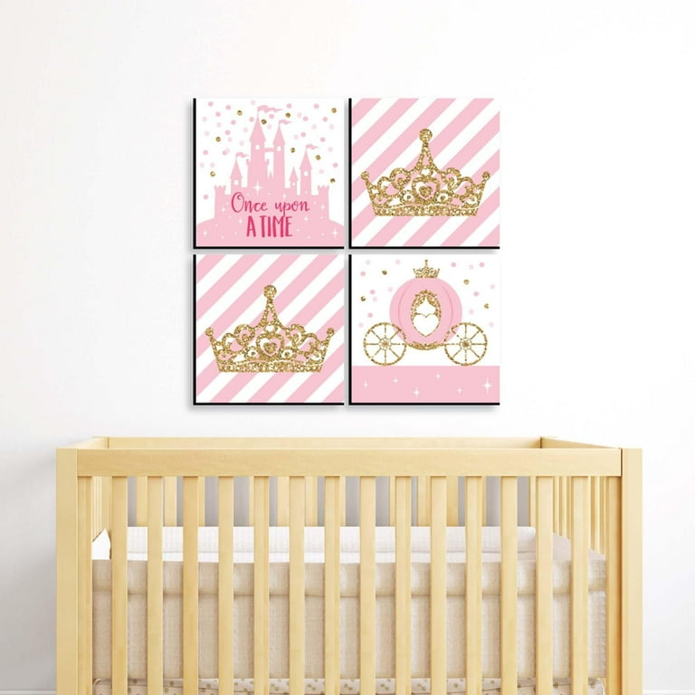 Big Dot of Happiness Little Princess Crown Kids Room Nursery Decor Home Decor 11 x 11 inches Nursery Wall Art Set of 4 Prints for baby s room Walmart