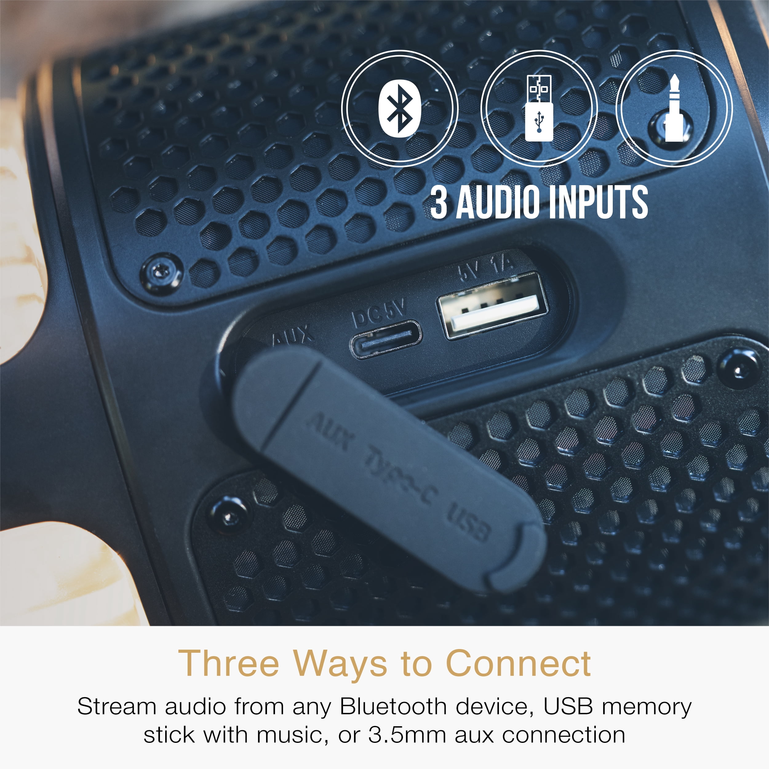 MEE audio lightSPKR Bluetooth Wireless Speaker with Camping Lantern, Rated IPX6 (Midnight Black)