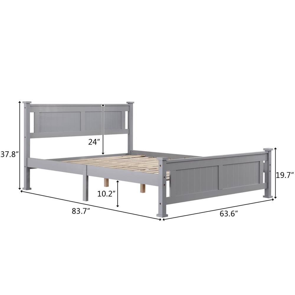 Lowestbest Queen Size Platform Bed Frame with Headboard, No Box Spring Needed, Gray Lowestbest Queen Size Platform Bed Frame with Headboard, No Box Spring Needed, Gray