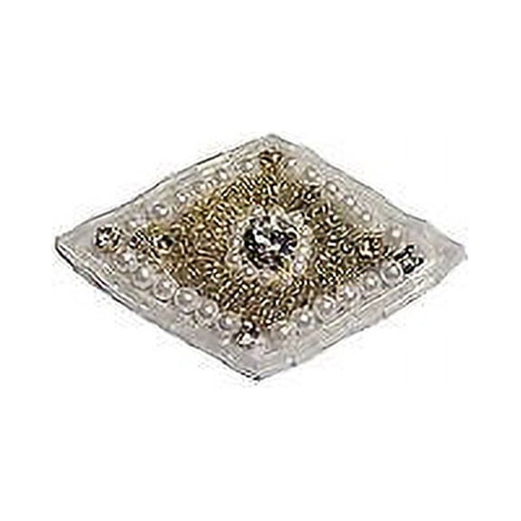 Lily 2.5"x1.75" Diamond Rhinestone Crystal Pearl Beaded Sew On Applique Motif