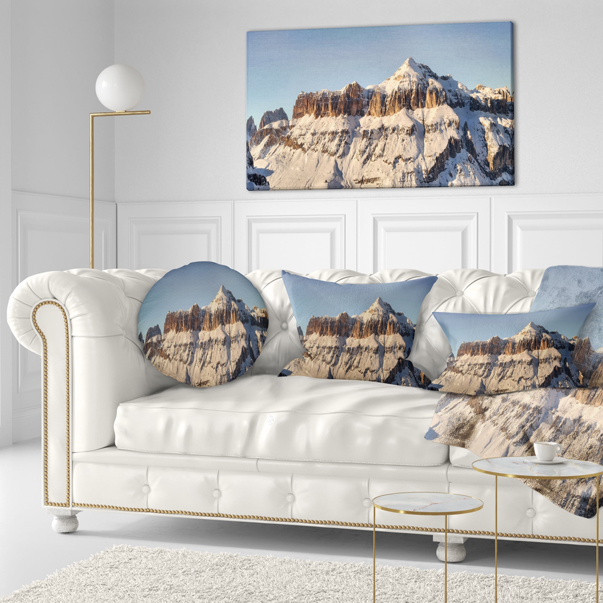 Designart Overcast Sky over Italian Alps - Landscape Printed Throw Pillow - 12x20