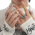 thumbnail image 2 of Paquete de 2 anillos de mariposa de plata para mujeres y adolescentes, anillos de mariposa de moda, anillos de joyería de animales punk para Halloween, regalo de Navidad., 2 of 5