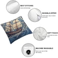 thumbnail image 6 of Nautical Flannel Fleece Pillow Cushion Cover, Never Stop Exploring Classic Art Ship Whale Lettering Deep Blue Sea, Decorative Square Accent Pillow Case,  Dark Blue White, 6 of 7
