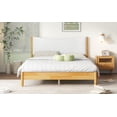 thumbnail image 5 of Queen Size Solid Rubber Wood Bed with Boucle Upholstered Headboard, Enhanced Support Feet, Beech White, 5 of 9