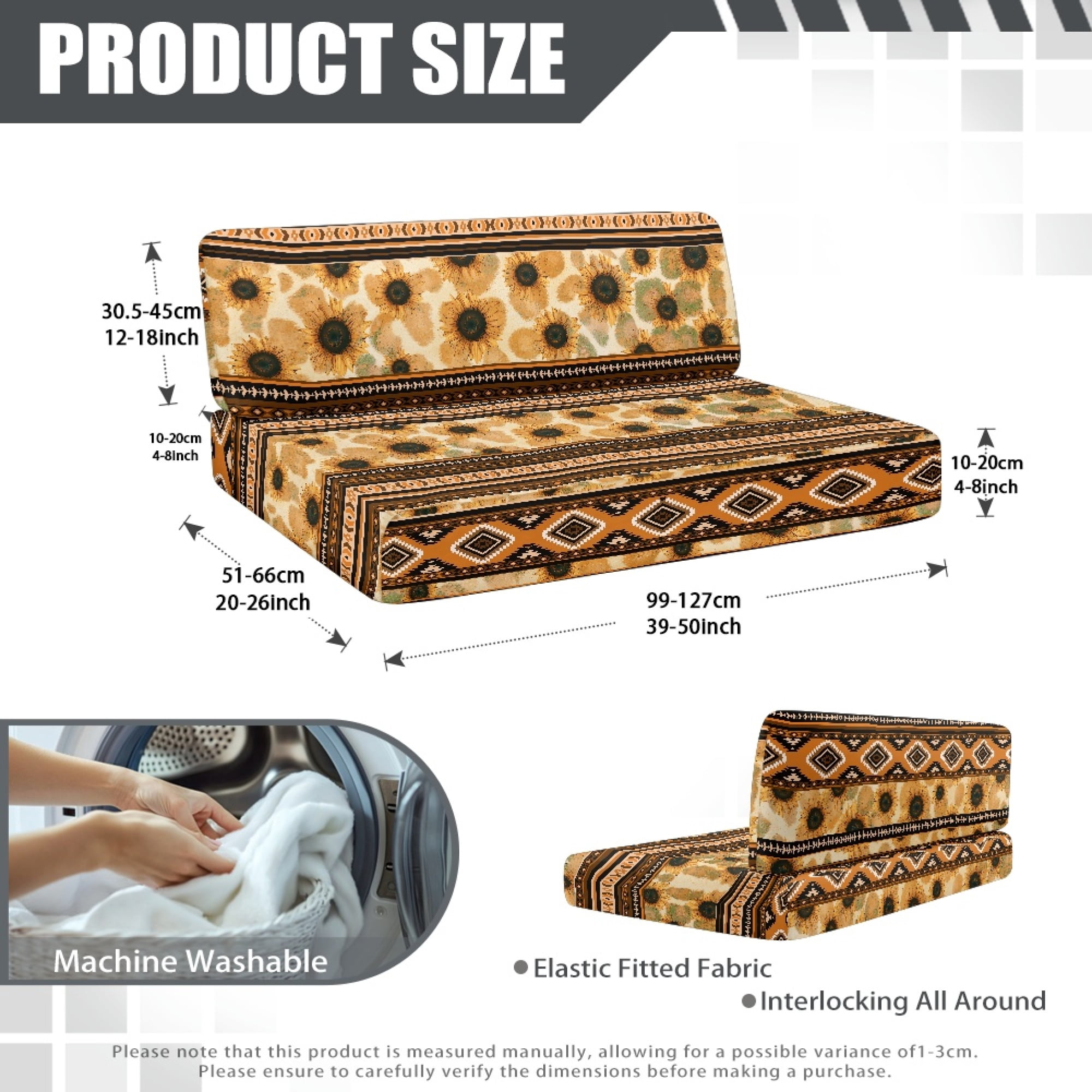 Yuyamidu Aztec RV Dinette Cushion Covers Sunflower Couch Cover for RV Camper Sofa Camper Cushion Slipcover Universal Camper Dinette Seat Covers for Travel Trailer Couch