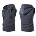 thumbnail image 3 of Manyakai Men's Gym Workout Hooded Tank Tops Sleeveless Hoodies Zip Up Bodybuilding Cut Off Muscle Shirt Charcoal Grey L, 3 of 4