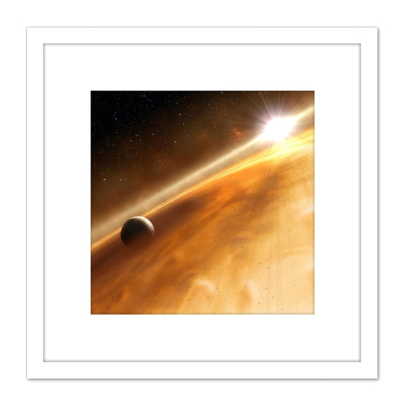 Space NASA ESA Planet Fomalhaut B Orbiting Sun 8X8 Inch Square Wooden Framed Wall Art Print Picture with Mount