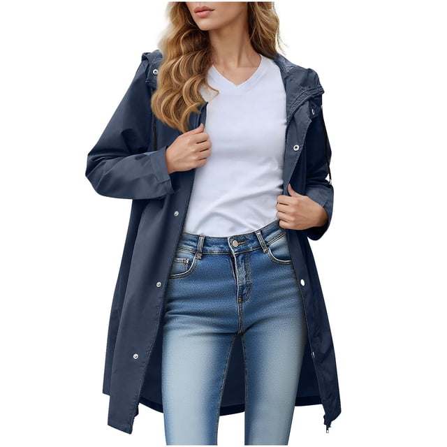 Womens Pullover Tops Spring Fall Clothes 2025 Long Sleeve Shirts Loose Festival Tops Long Sleeve Hooded Waterproof Windproof Button Pocket Daily Jacket Plus Size Tops For Women Summer