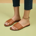 thumbnail image 2 of Mepaouo Women's Flat Sandals Open Toe Slip on Leather Slide Comfortable Fashion Beach Slippers Shoes, 2 of 8
