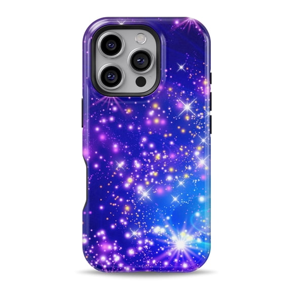 DesignSkinz Scratch-Resistant Hard Slim Case Compatible with iPhone 16 (Compatible with MagSafe) - Glowing Pink & Blue Starry Orbit