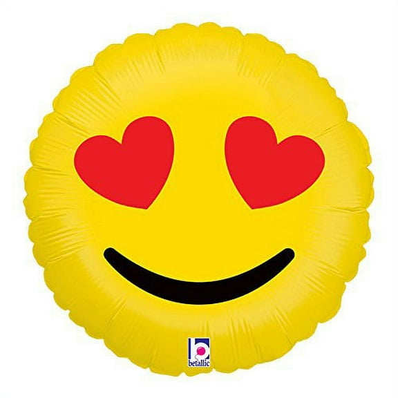Emoji Hearts Balloon - 18 Inch Emoji Mylar Balloon - 1 Count