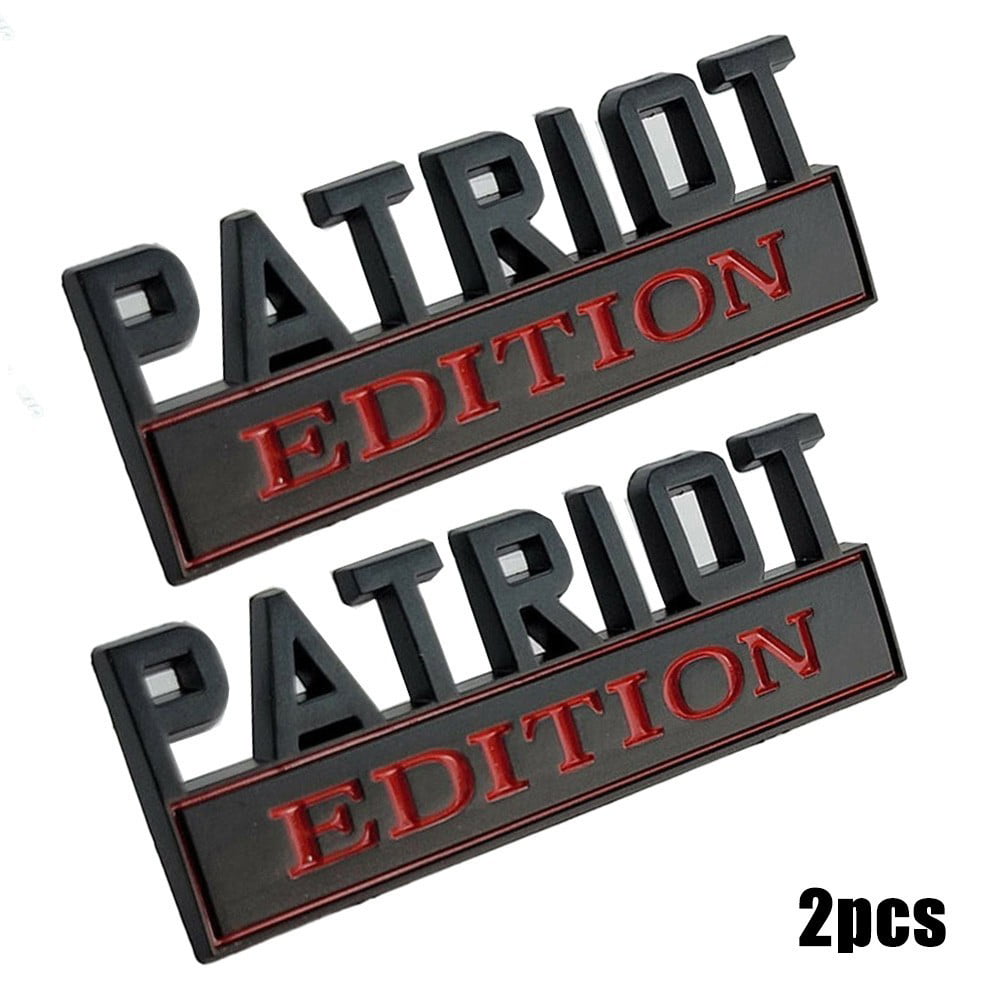 2pcs Patriot Edition Emblems 3D Letter Badge Sticker Decal for Car Truck Edition Accessory Patriot Silver and Black 