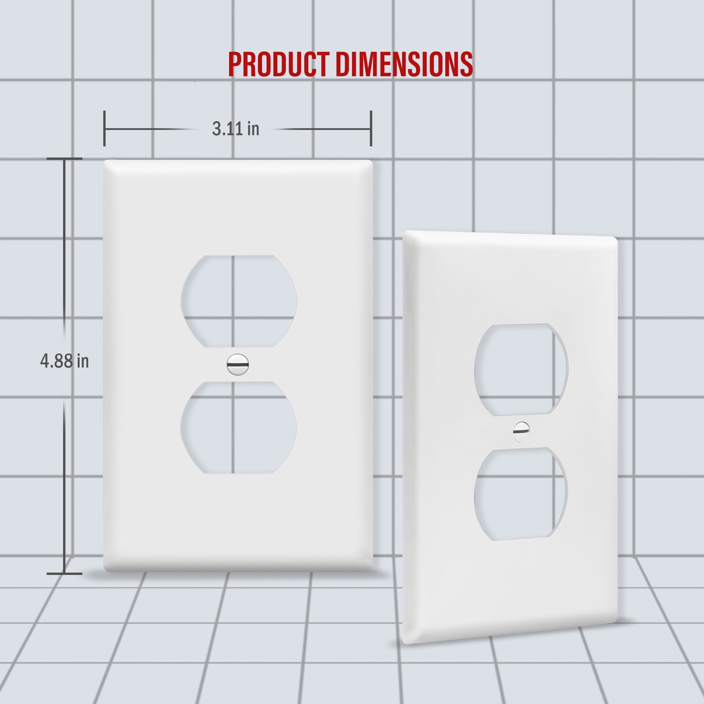 ENERLITES Decorator Wall Plate, Light Switch / Receptacle Outlet Cover, Gloss Finish, Mid-Size 1-Gang, Polycarbonate Thermoplastic, UL Listed, White (20 Pack)