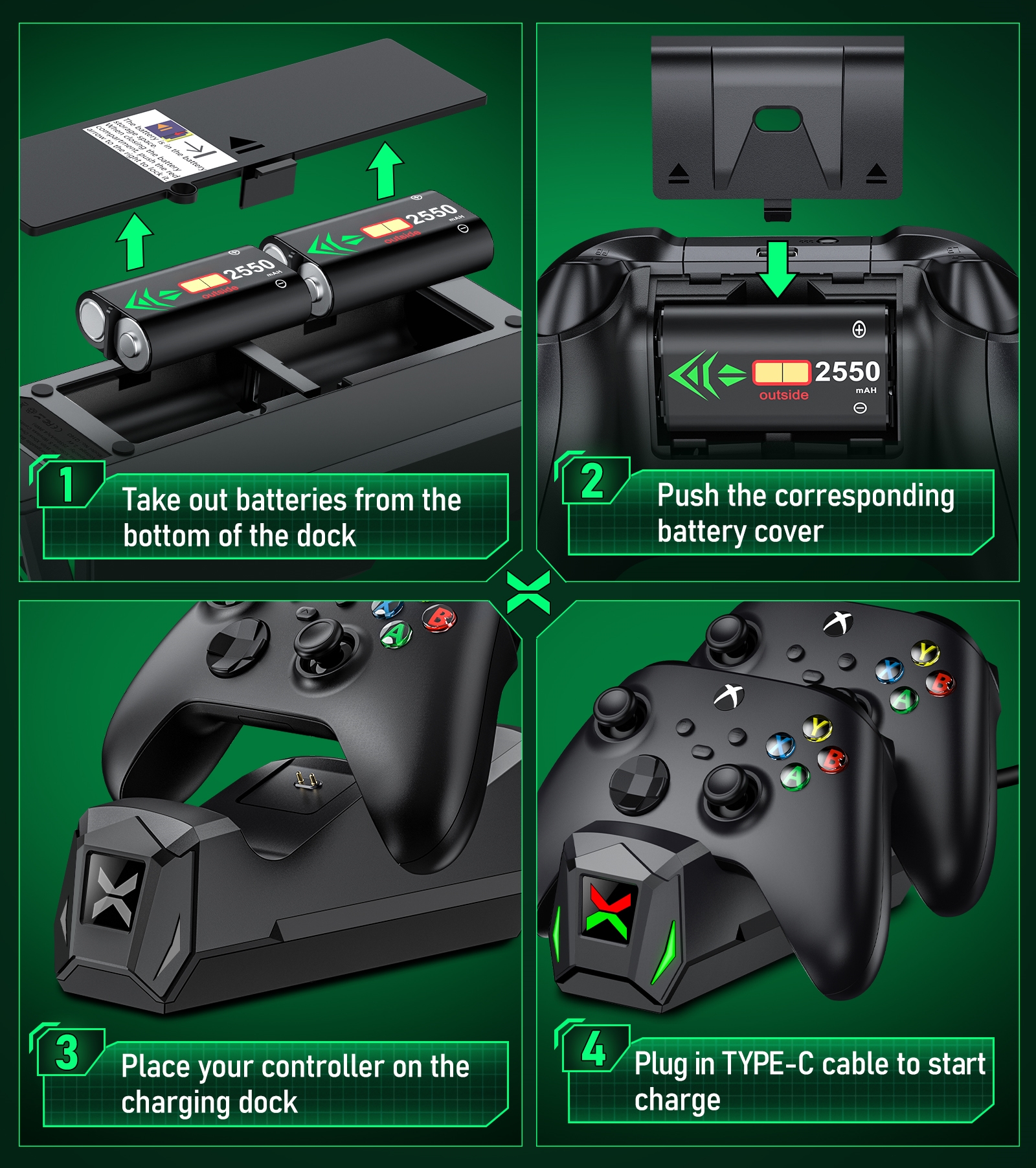 Esywen Xbox Controller Charging Station with 2 Battery Packs photo 7