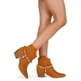 thumbnail image 6 of Women Jeweled Pointy Toe Chunky Stacked Heel Ankle Bootie 19558, 6 of 6