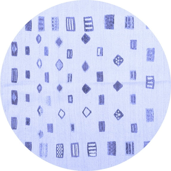 Ahgly Company Indoor Round Abstract Blue Contemporary Area Rugs, 6' Round