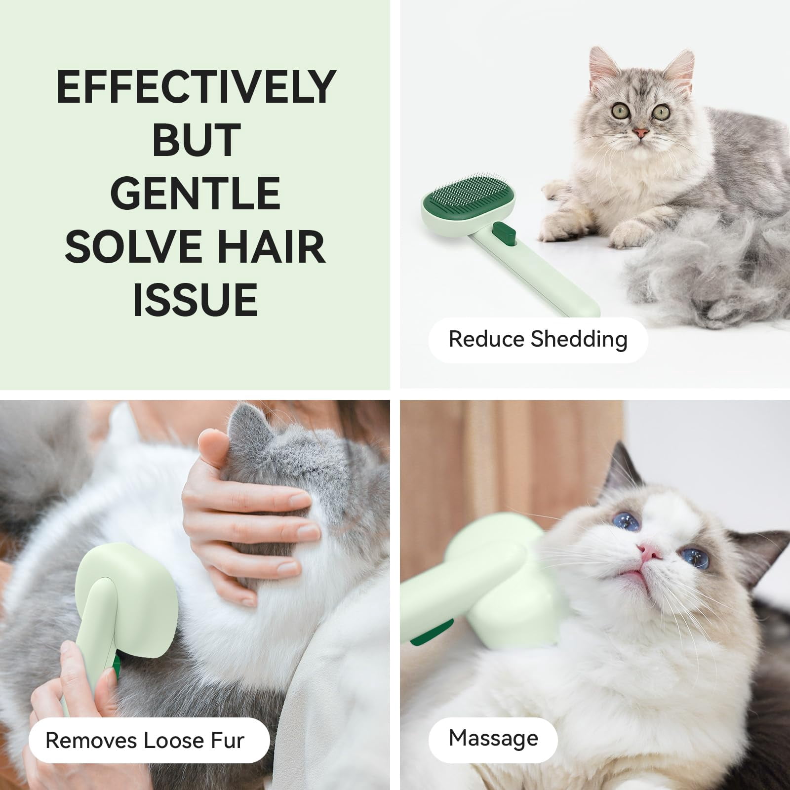 Cat Brush for Shedding, Cat Brushes for Indoor Cats, Cat Brush for Long or Short Haired Cats, Cat Grooming Brush Cat Comb for Kitten Rabbit Massage Removes Loose Fur