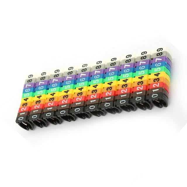 Clip on String Wire Markers, Cable Identification Wire Cord Cable Marker, Digital Number Tube Wire Number Label Tube Cable Marker Colorful