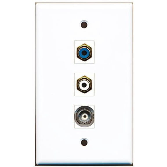 RiteAV - 1 Port RCA White and 1 Port RCA Blue and 1 Port BNC Wall Plate