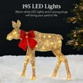 thumbnail image 5 of Best Choice Products 4ft 3-Piece Lighted 2D Christmas Moose Set Outdoor Decor w/ 195 LED Lights, Stakes - Gold, 5 of 8