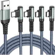 AINOPE USB C Cable 4-Pack [10/6.6/3.3/3.3ft] 3.2A Type C Fast Charging Right Angle, USB C Charger Nylon Braided