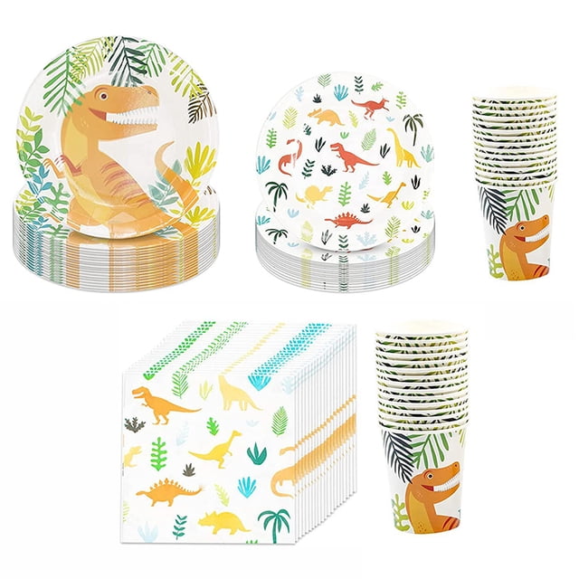 Inteprter 96 piezas platos de un solo fiesta cumpleaños Animal decoración vajilla atmósferas servir comida postre platos Serveware Kits de decoración para fiestas Inteprter HA070935-01