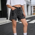 thumbnail image 3 of EYWGYA Girls Distressed Denim Shorts, Solid Color Washed Ripped Frayed Hem Shorts, High Waist Trendy Fitting for Summer Fashion Size 4-14 Years, 3 of 6