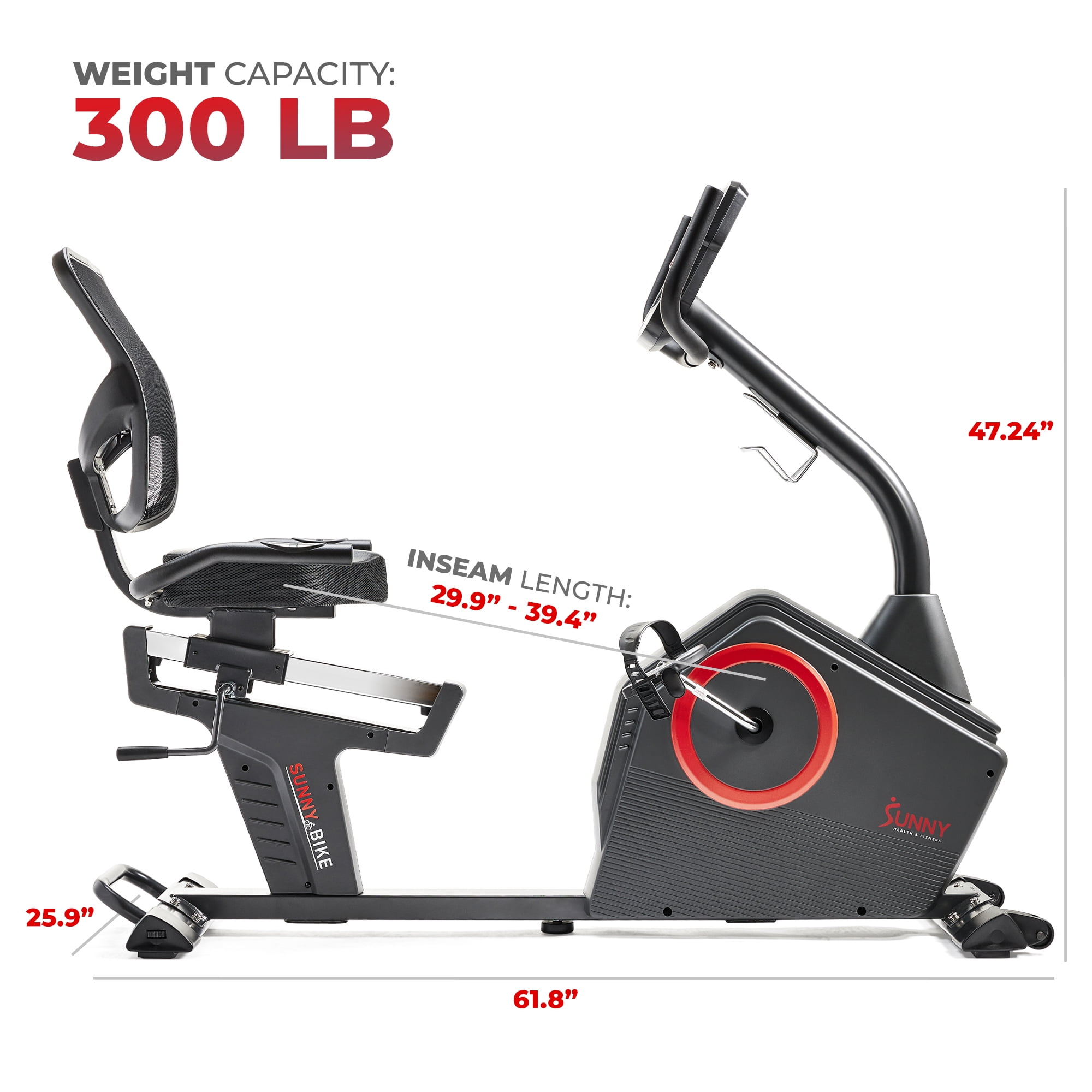 Sunny Health & Fitness Premium Magnetic Indoor Recumbent Exercise Bike with FREE SunnyFit® App
