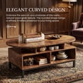 thumbnail image 6 of 47" Oval Coffee Table with Drawer & Open Compartments, Center Table Cocktail Tea Table for Living Room,Rustic Brown, 6 of 8