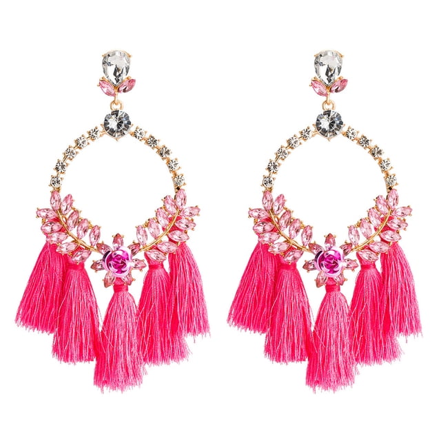 Pendientes de Aleación con Borla Colgante Adorno Multicolor Qarigey AP017683-04