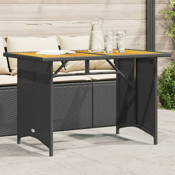 vidaXL Garden Table Black and Natural Wood