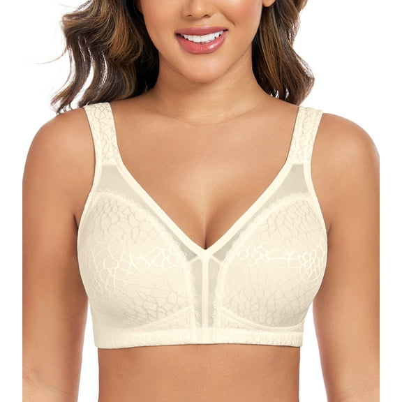Curyon Women's Minimizer Bra Comfort Non Padded Wireless Full Figure Plus Size Bras,36B