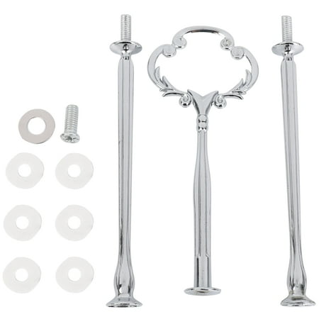 

1set 2 3 Tier Cake Plate Stand Heavy Metal Center Handle Fitting Hardware Rod Shape:Ornate Victoriana Color:Silver Amount:1 Sets